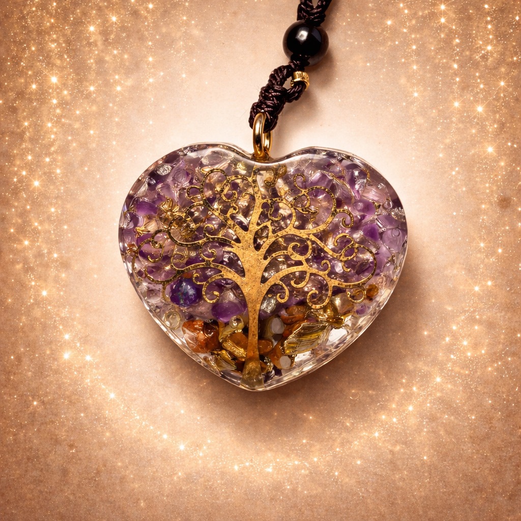 Pendentif Cœur Violet Arbre de Vie