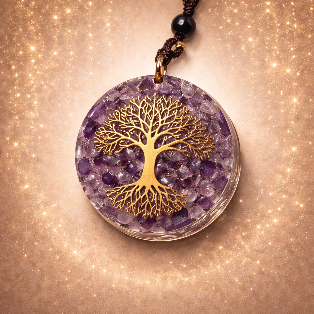 Pendentif Violet Arbre de Vie